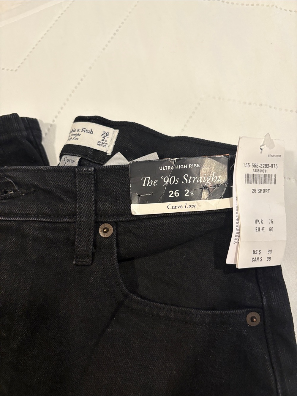 Abercrombie Ultra High Rise 90s Straight Curve Love- Black - Picture 2 of 2